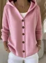 Women Casual Plain Spring/Fall Hoodie Long Sleeve Cardigan