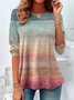 Regular Fit Crew Neck Casual Ombre T-Shirt