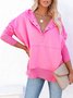 Simple V-neck Hooded Multi-color Bat Sleeve Sweatshirt Loose Thread Stitching Sweatshirt