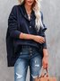 Simple V-neck Hooded Multi-color Bat Sleeve Sweatshirt Loose Thread Stitching Sweatshirt