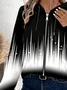 Women's Gradient Pattern Hooded Jacket Casual Comfort Regular Sweatshirt