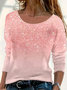 Women's Long Sleeve T-shirt Spring/Fall Pink Abstract Printing Jersey Crew Neck Daily Going Out Casual Top