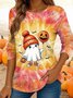 Crew Neck Regular Fit Tie-Dye Pattern Casual T-Shirt