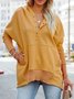 Simple V-neck Hooded Multi-color Bat Sleeve Sweatshirt Loose Thread Stitching Sweatshirt