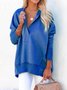 Simple V-neck Hooded Multi-color Bat Sleeve Sweatshirt Loose Thread Stitching Sweatshirt