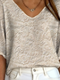 Women's Ribbed T-Shirt Casual Comfort 3/4 Sleeves Regular Top
