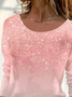 Women's Long Sleeve T-shirt Spring/Fall Pink Abstract Printing Jersey Crew Neck Daily Going Out Casual Top