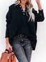 Simple V-neck Hooded Multi-color Bat Sleeve Sweatshirt Loose Thread Stitching Sweatshirt