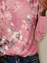 Women's Long Sleeve T-shirt Spring/Fall Pink Floral Printing Jersey Crew Neck Daily Going Out Casual Top
