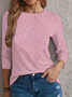 Women's Long Sleeve T-shirt Spring/Fall Pink Striped Printing Jersey Crew Neck Daily Going Out Casual Top