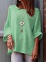 Casual Plain Crew Neck Blouse