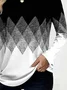 Women's Long Sleeve T-shirt Spring/Fall Black-white Abstract Printing Jersey Crew Neck Daily Going Out Casual Top