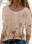 Women's Long Sleeve T-shirt Spring/Fall Blue Floral Printing Jersey Crew Neck Daily Going Out Casual Top