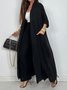 Casual Plain Two-Piece Set Coat With Pants