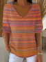 Women's Striped Pattern T-Shirt Retro Elegant Autumn Style Daily Casual Top
