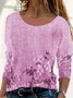 Women's Long Sleeve T-shirt Spring/Fall Blue Floral Printing Jersey Crew Neck Daily Going Out Casual Top
