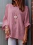 Casual Plain Crew Neck Blouse