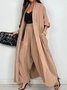 Casual Plain Two-Piece Set Coat With Pants