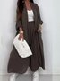Casual Plain Two-Piece Set Coat With Pants