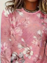 Women's Long Sleeve T-shirt Spring/Fall Pink Floral Printing Jersey Crew Neck Daily Going Out Casual Top