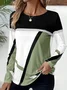 Women's Long Sleeve T-shirt Spring/Fall Red Abstract Printing Jersey Crew Neck Daily Going Out Casual Top