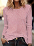 Women's Long Sleeve T-shirt Spring/Fall Pink Striped Printing Jersey Crew Neck Daily Going Out Casual Top