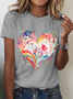 Watercolor Heart Print T-Shirt
