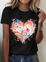 Watercolor Heart Print T-Shirt
