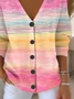 Women's Abstract Print Casual V-Neck Button Long Sleeve Cardigan