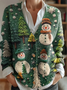 Women's Christmas Pattern V-Neck Cardigan Casual Comfort Regular Sweatshirt Jacket