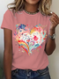 Watercolor Heart Print T-Shirt