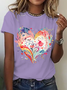 Watercolor Heart Print T-Shirt