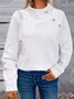 Plain Girly Loose Turtleneck Simple Solid Color Three-dimensional Jacquard High Collar Button Casual Fashion Sports Sweatshirt