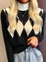 Women's Autumn And Winter V-Neck Diamond Knitted Vest Autumn And Winter Outer Wear Waistcoat