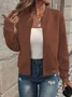 Casual Plain Stand Collar Jacket