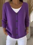 Women's Casual V-Neck Button Long Sleeve Cardigan