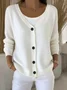 Women's Casual V-Neck Button Long Sleeve Cardigan