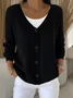 Women's Casual V-Neck Button Long Sleeve Cardigan