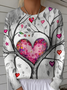 Women's Artistic Heart Pattern Pullover Sweater Regular Autumn and Winter Top