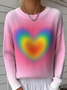 Women's Artistic Heart Pattern Pullover Sweater Regular Autumn and Winter Top