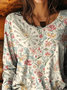 Women's Long Sleeve T-shirt Spring/Fall Apricot Floral Printing Jersey Crew Neck Daily Going Out Casual Top