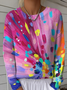 Women's Abstract Contrast Pattern Pullover Sweater Regular Autumn/Winter Top