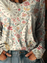 Women's Long Sleeve T-shirt Spring/Fall Apricot Floral Printing Jersey Crew Neck Daily Going Out Casual Top