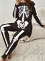 Women's Halloween Pattern Casual Long Sleeve Pants Set