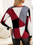 Women's Long Sleeve T-shirt Spring/Fall Red Abstract Printing Jersey Crew Neck Daily Going Out Casual Top