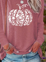Women's Long Sleeve T-shirt Spring/Fall Pink Halloween (pumpkin) Printing Jersey Crew Neck Daily Going Out Casual Top