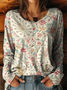 Women's Long Sleeve T-shirt Spring/Fall Apricot Floral Printing Jersey Crew Neck Daily Going Out Casual Top