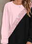 Multicolor Block Crew Neck Casual Printing Sweatshirt