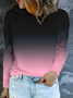 Women's Long Sleeve T-shirt Spring/Fall Black-pink Ombre Printing Jersey Crew Neck Daily Going Out Casual Top