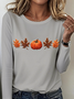Women's Halloween Pattern Crew Neck Long Sleeve T-Shirt Regular Top